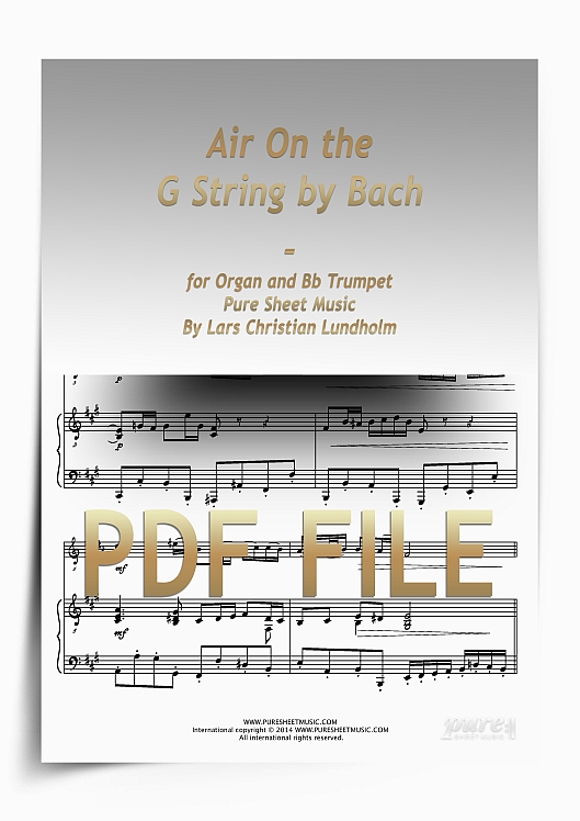 Thumbnail Air On the G String by Bach for Organ and Bb Trumpet (PDF file), Pure Sheet Music arranged by Lars Christian Lundholm
