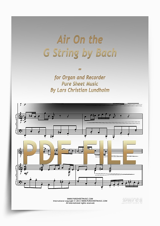Thumbnail Air On the G String by Bach for Organ and Recorder (PDF file), Pure Sheet Music arranged by Lars Christian Lundholm