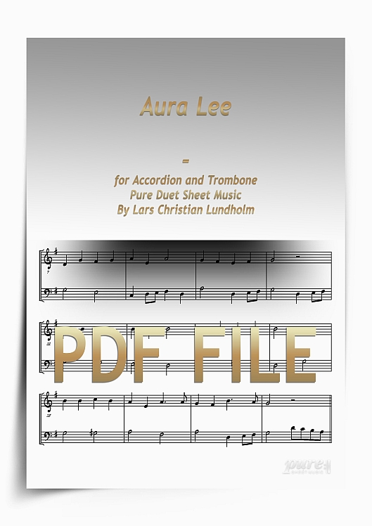 Thumbnail Aura Lee for Accordion and Trombone (PDF file), Pure Sheet Music arranged by Lars Christian Lundholm