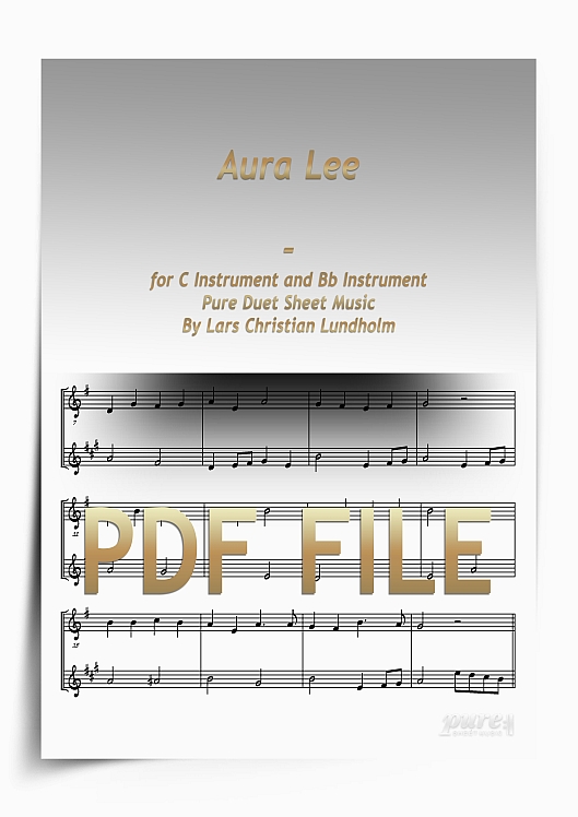 Thumbnail Aura Lee for C Instrument and Bb Instrument (PDF file), Pure Sheet Music arranged by Lars Christian Lundholm