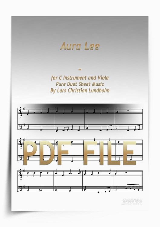 Thumbnail Aura Lee for C Instrument and Viola (PDF file), Pure Sheet Music arranged by Lars Christian Lundholm