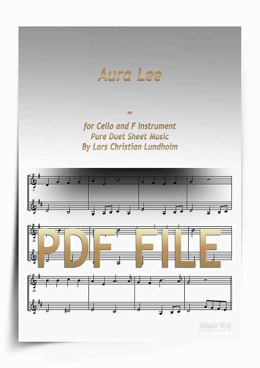 Thumbnail Aura Lee for Cello and F Instrument (PDF file), Pure Sheet Music arranged by Lars Christian Lundholm