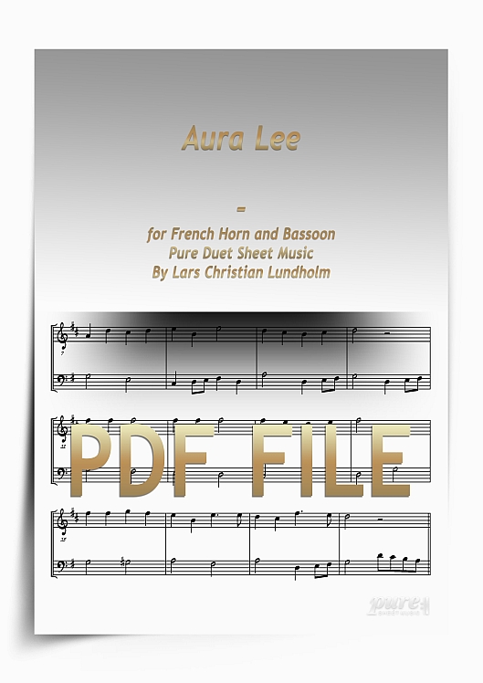 Thumbnail Aura Lee for French Horn and Bassoon (PDF file), Pure Sheet Music arranged by Lars Christian Lundholm