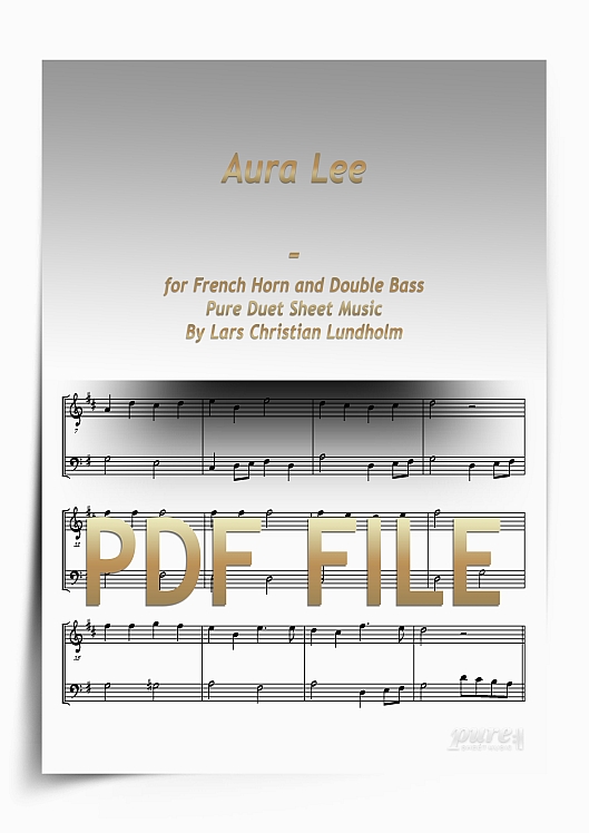 Thumbnail Aura Lee for French Horn and Double Bass (PDF file), Pure Sheet Music arranged by Lars Christian Lundholm