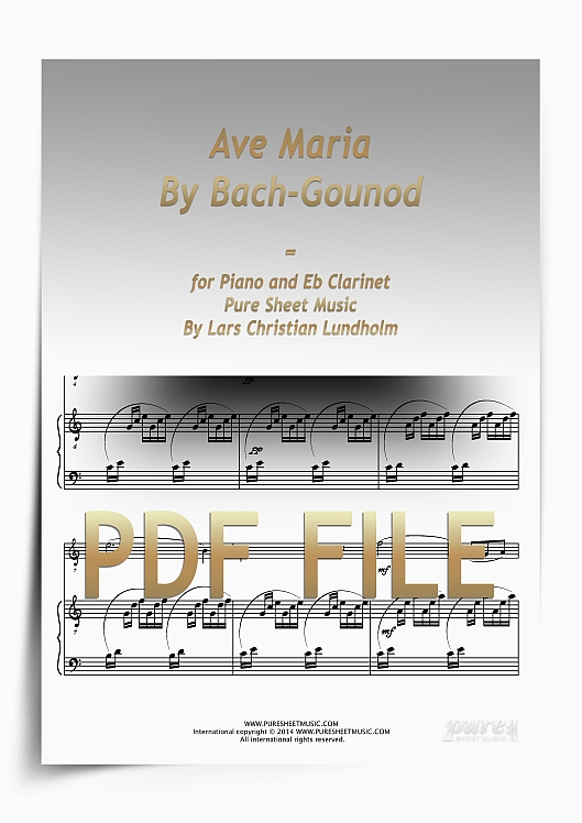 Thumbnail Ave Maria By Bach-Gounod for Piano and Eb Clarinet (PDF file), Pure Sheet Music arranged by Lars Christian Lundholm
