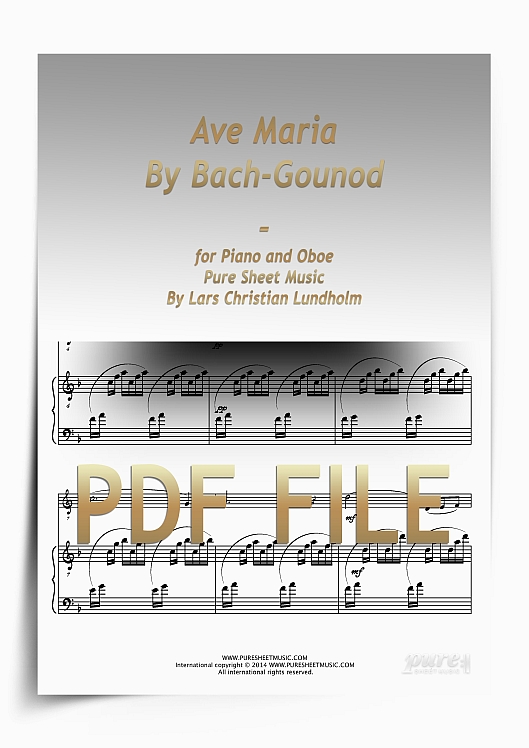 Thumbnail Ave Maria By Bach-Gounod for Piano and Oboe (PDF file), Pure Sheet Music arranged by Lars Christian Lundholm