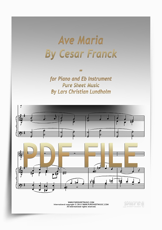 Thumbnail Ave Maria By Cesar Franck for Piano and Eb Instrument (PDF file), Pure Sheet Music arranged by Lars Christian Lundholm Thumbnail Ave Maria By Cesar Franck for Piano and Eb Instrument (PDF file), Pure Sheet Music arranged by Lars Christian Lundholm