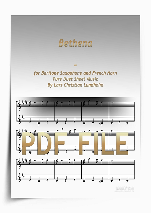 Thumbnail Bethena for Baritone Saxophone and French Horn (PDF file), Pure Sheet Music arranged by Lars Christian Lundholm