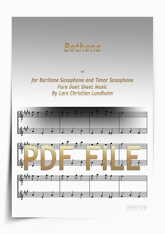 Thumbnail Bethena for Baritone Saxophone and Tenor Saxophone (PDF file), Pure Sheet Music arranged by Lars Christian Lundholm