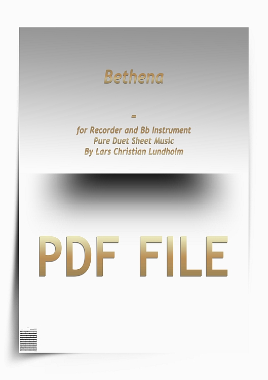 Thumbnail Bethena for Recorder and Bb Instrument (PDF file), Pure Sheet Music arranged by Lars Christian Lundholm