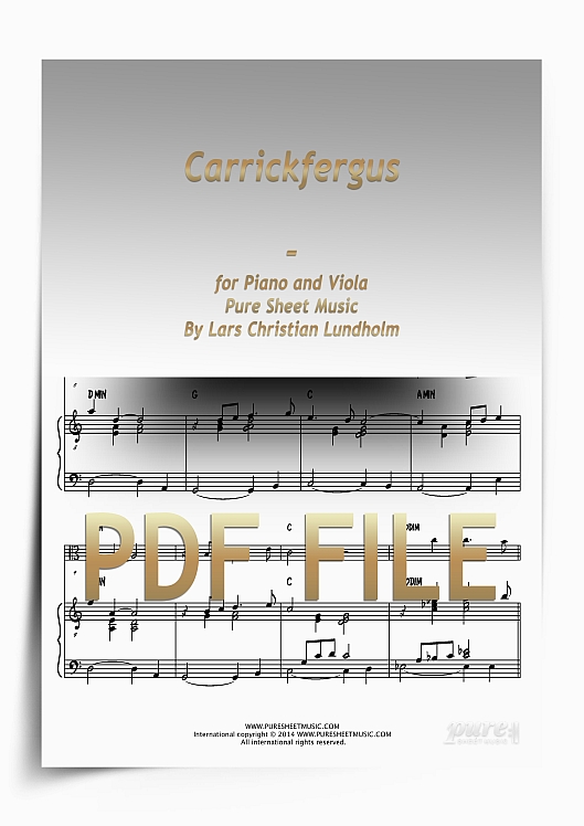 Thumbnail Carrickfergus for Piano and Viola (PDF file), Pure Sheet Music arranged by Lars Christian Lundholm