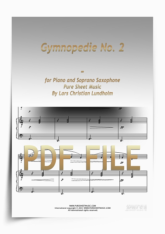 Thumbnail Gymnopedie No. 2 for Piano and Soprano Saxophone (PDF file), Pure Sheet Music arranged by Lars Christian Lundholm