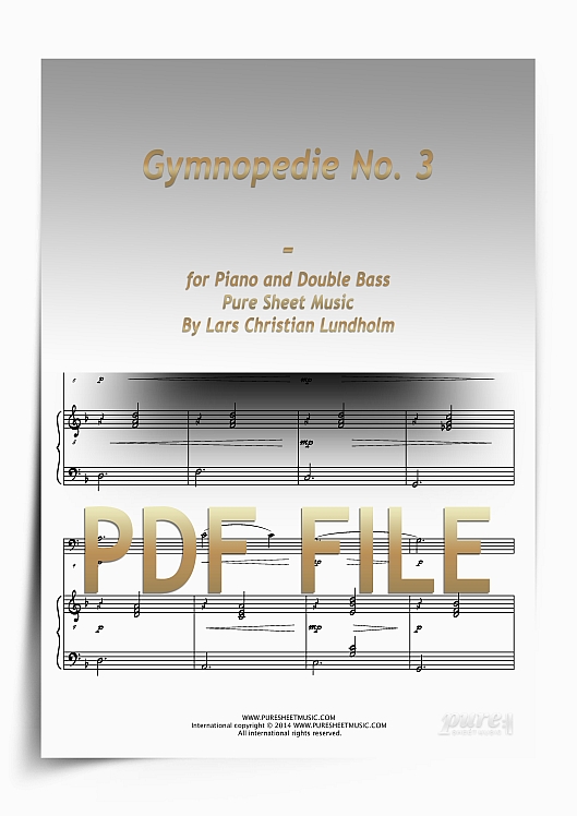 Thumbnail Gymnopedie No. 3 for Piano and Double Bass (PDF file), Pure Sheet Music arranged by Lars Christian Lundholm