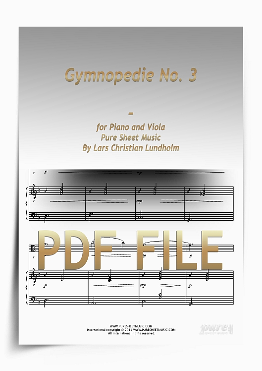 Thumbnail Gymnopedie No. 3 for Piano and Viola (PDF file), Pure Sheet Music arranged by Lars Christian Lundholm