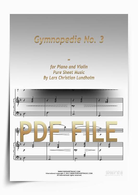 Thumbnail Gymnopedie No. 3 for Piano and Violin (PDF file), Pure Sheet Music arranged by Lars Christian Lundholm
