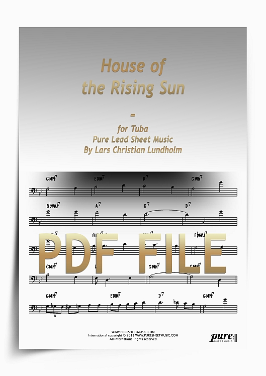 Thumbnail House of the Rising Sun for Tuba (PDF file), Pure Sheet Music arranged by Lars Christian Lundholm