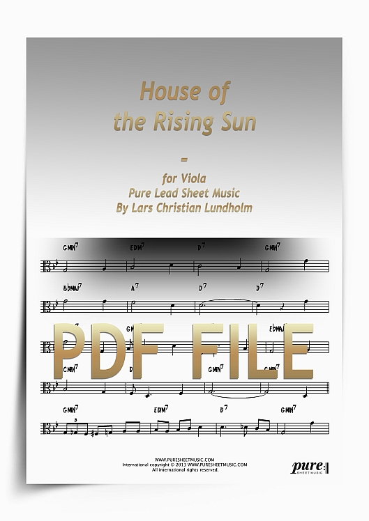 Thumbnail House of the Rising Sun for Viola (PDF file), Pure Sheet Music arranged by Lars Christian Lundholm