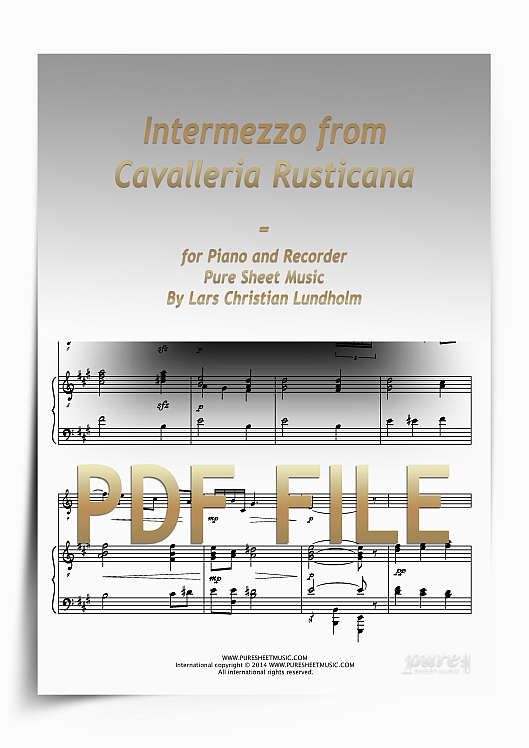 Thumbnail Intermezzo from Cavalleria Rusticana for Piano and Recorder (PDF file), Pure Sheet Music arranged by Lars Christian Lundholm