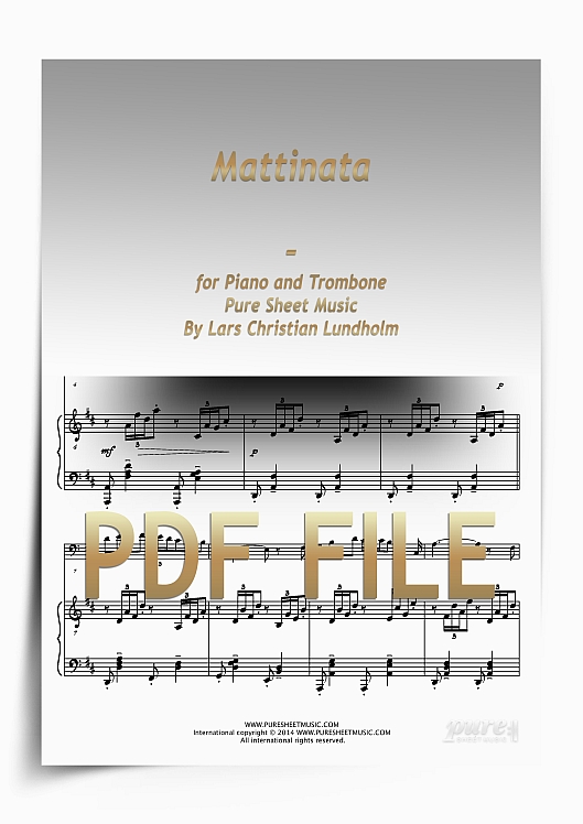 Thumbnail Mattinata for Piano and Trombone (PDF file), Pure Sheet Music arranged by Lars Christian Lundholm