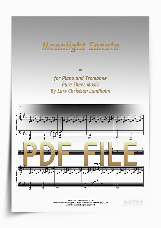 Thumbnail Moonlight Sonata for Piano and Trombone (PDF file), Pure Sheet Music arranged by Lars Christian Lundholm