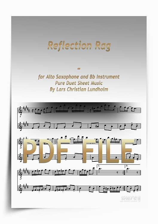 Thumbnail Reflection Rag for Alto Saxophone and Bb Instrument (PDF file), Pure Sheet Music arranged by Lars Christian Lundholm