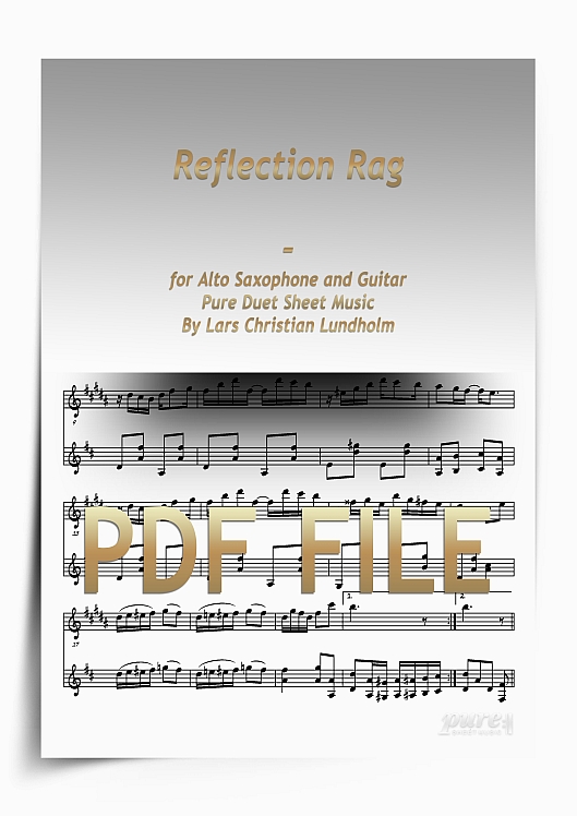 Thumbnail Reflection Rag for Alto Saxophone and Guitar (PDF file), Pure Sheet Music arranged by Lars Christian Lundholm