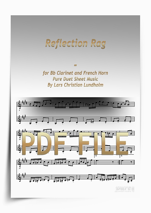 Thumbnail Reflection Rag for Bb Clarinet and French Horn (PDF file), Pure Sheet Music arranged by Lars Christian Lundholm