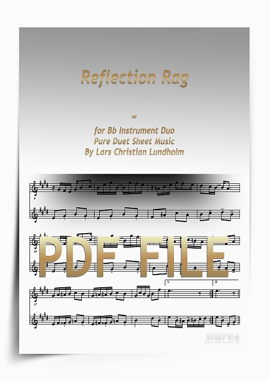 Thumbnail Reflection Rag for Bb Instrument Duo (PDF file), Pure Sheet Music arranged by Lars Christian Lundholm