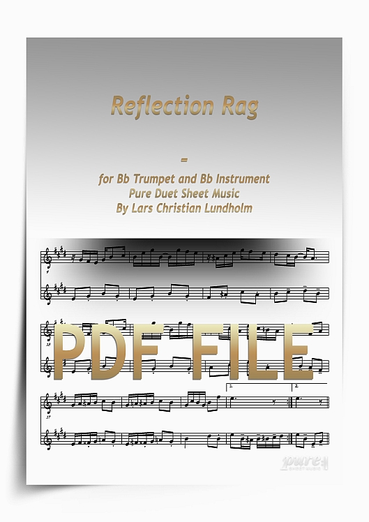 Thumbnail Reflection Rag for Bb Trumpet and Bb Instrument (PDF file), Pure Sheet Music arranged by Lars Christian Lundholm