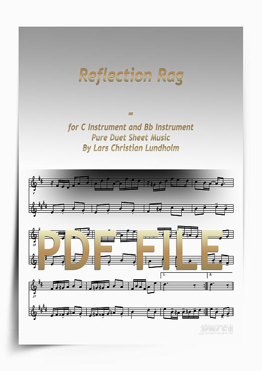 Thumbnail Reflection Rag for C Instrument and Bb Instrument (PDF file), Pure Sheet Music arranged by Lars Christian Lundholm