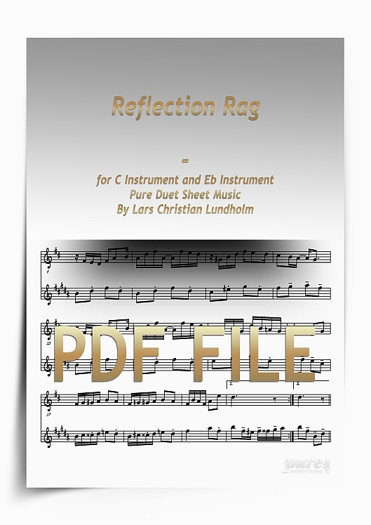 Thumbnail Reflection Rag for C Instrument and Eb Instrument (PDF file), Pure Sheet Music arranged by Lars Christian Lundholm