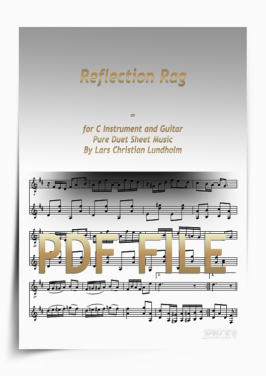 Thumbnail Reflection Rag for C Instrument and Guitar (PDF file), Pure Sheet Music arranged by Lars Christian Lundholm