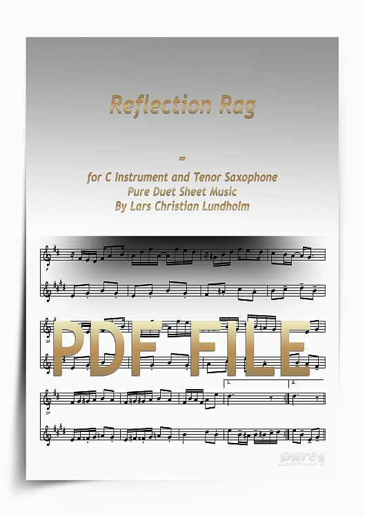Thumbnail Reflection Rag for C Instrument and Tenor Saxophone (PDF file), Pure Sheet Music arranged by Lars Christian Lundholm