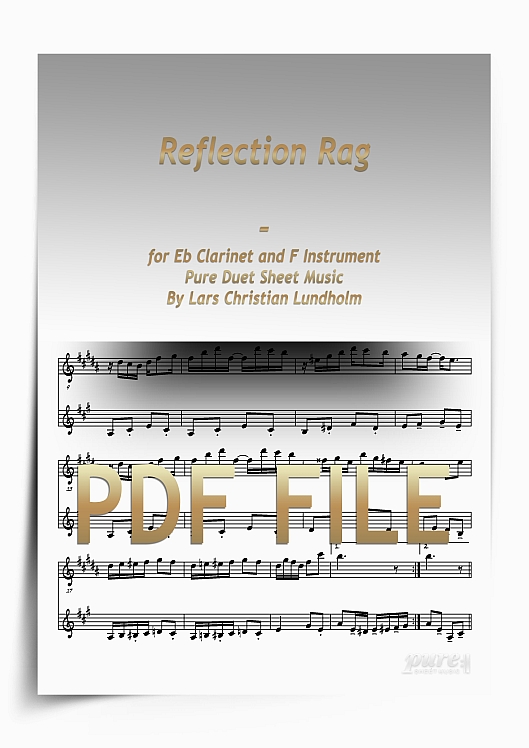Thumbnail Reflection Rag for Eb Clarinet and F Instrument (PDF file), Pure Sheet Music arranged by Lars Christian Lundholm