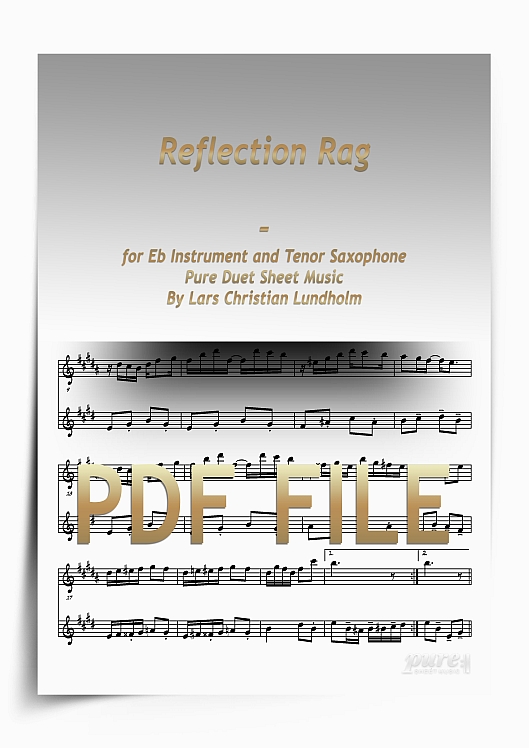 Thumbnail Reflection Rag for Eb Instrument and Tenor Saxophone (PDF file), Pure Sheet Music arranged by Lars Christian Lundholm