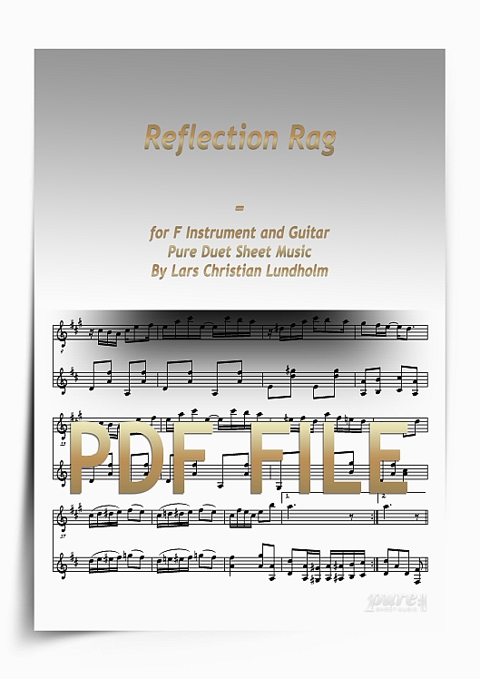 Thumbnail Reflection Rag for F Instrument and Guitar (PDF file), Pure Sheet Music arranged by Lars Christian Lundholm