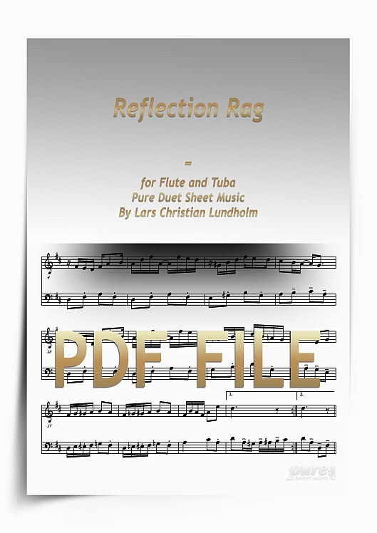 Thumbnail Reflection Rag for Flute and Tuba (PDF file), Pure Sheet Music arranged by Lars Christian Lundholm