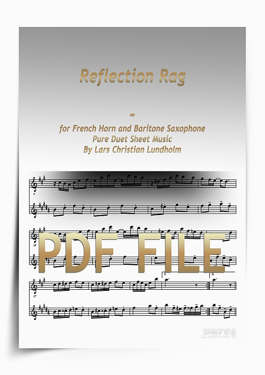 Thumbnail Reflection Rag for French Horn and Baritone Saxophone (PDF file), Pure Sheet Music arranged by Lars Christian Lundholm