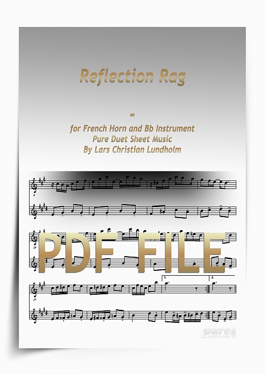 Thumbnail Reflection Rag for French Horn and Bb Instrument (PDF file), Pure Sheet Music arranged by Lars Christian Lundholm