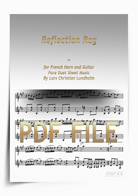 Thumbnail Reflection Rag for French Horn and Guitar (PDF file), Pure Sheet Music arranged by Lars Christian Lundholm