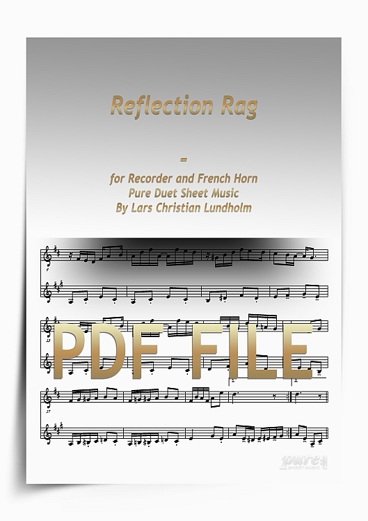 Thumbnail Reflection Rag for Recorder and French Horn (PDF file), Pure Sheet Music arranged by Lars Christian Lundholm