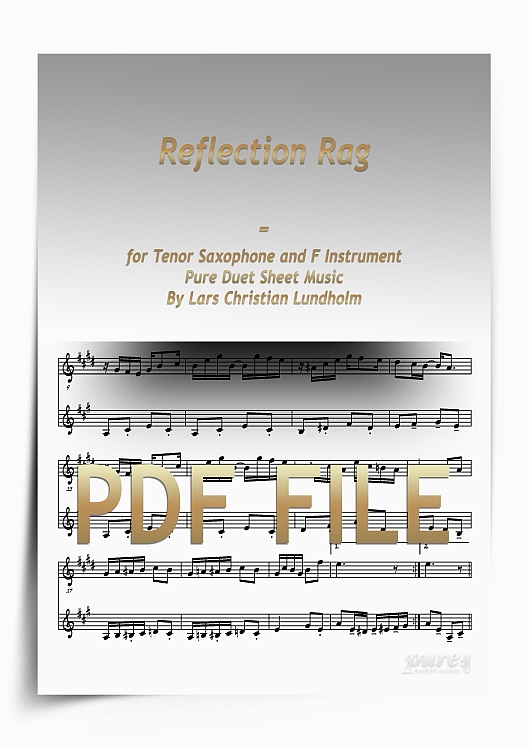 Thumbnail Reflection Rag for Tenor Saxophone and F Instrument (PDF file), Pure Sheet Music arranged by Lars Christian Lundholm