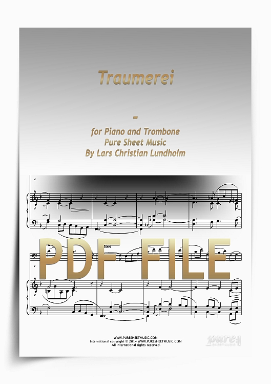 Thumbnail Traumerei for Piano and Trombone (PDF file), Pure Sheet Music arranged by Lars Christian Lundholm