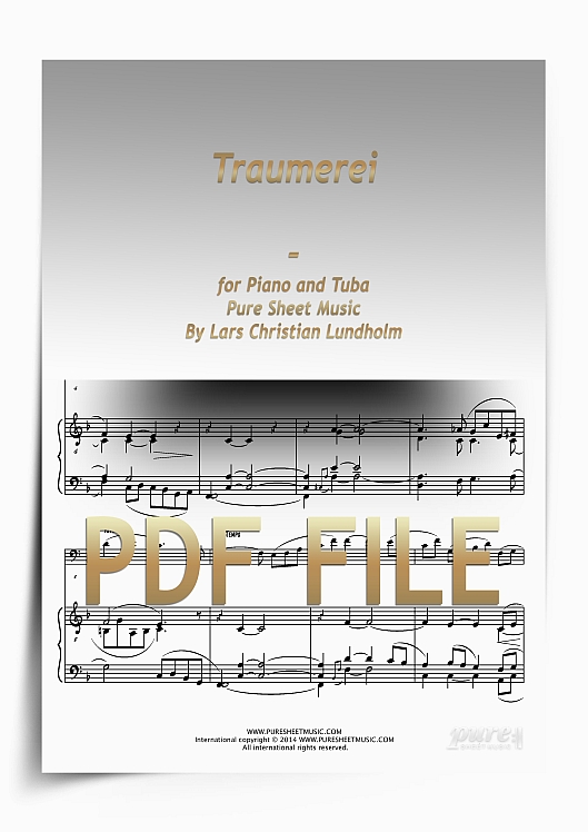 Thumbnail Traumerei for Piano and Tuba (PDF file), Pure Sheet Music arranged by Lars Christian Lundholm