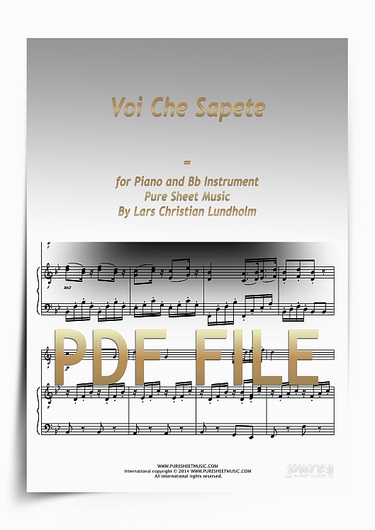 Thumbnail Voi Che Sapete for Piano and Bb Instrument (PDF file), Pure Sheet Music arranged by Lars Christian Lundholm