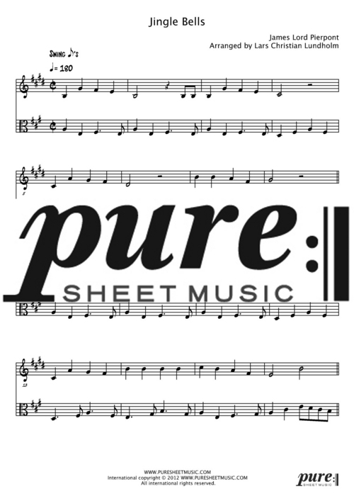 Product picture Jingle Bells Pure Sheet Music Duet for English Horn and Viola, Arranged by Lars Christian Lundholm
