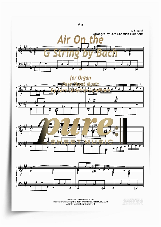 Product picture Air On the G String by Bach for Organ (PDF file), Pure Sheet Music arranged by Lars Christian Lundholm