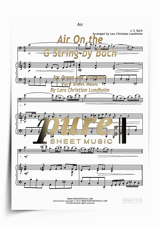 Product picture Air On the G String by Bach for Organ and Trombone (PDF file), Pure Sheet Music arranged by Lars Christian Lundholm
