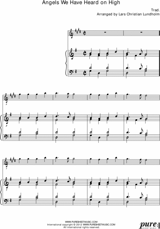 Product picture Angels We Have Heard on High Pure Sheet Music for Piano and Eb Instrument, Arranged by Lars Christian Lundholm
