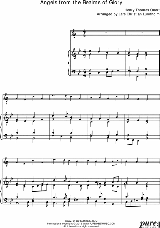 Product picture Angels from the Realms of Glory Pure Sheet Music for Organ and Bb Instrument, Arranged by Lars Christian Lundholm